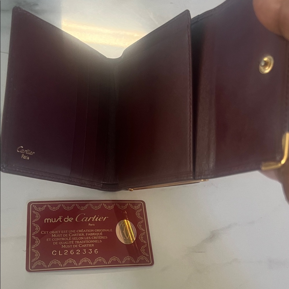 Cartier Rich Brown Leather Wallet with Gold Accents - Picture 3 of 8